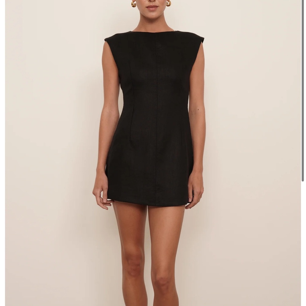 Chic Black linen Sleeveless Mini Dress